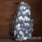 Синий тканевый рюкзак Лебеди Backpack Swans Blue