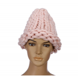 Бледно-розовая зимняя шапка "Крупная вязка" Beanie Large Viscous Pale Pink