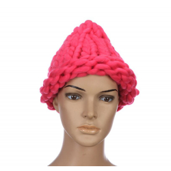 Ярко-розовая зимняя шапка "Крупная вязка" Beanie Large Viscous Rose Red