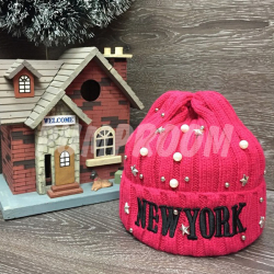 Розовая зимняя шапка "Нью-Йорк" New York Beanie Pink