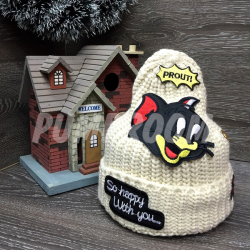 Бежевая зимняя шапка "Том" Tom and Jerry Beanie Beige