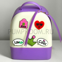 Фиолетовый/белый силиконовый рюкзак Mini Silicone Backpack Violet White Love