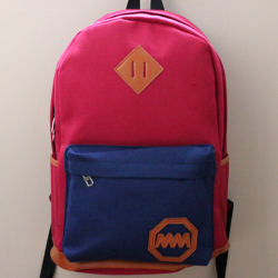 Малиновый/синий тканевый городской рюкзак School Backpack MM Raspberries Blue