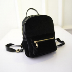 Чёрный вельветовый мини рюкзак Velvet Black Backpack Mini