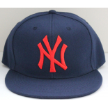 Тёмно-синяя бейсболка с прямым козырьком New York Snapback NY Navy Blue Red Logo