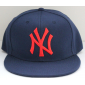 Тёмно-синяя бейсболка с прямым козырьком New York Snapback NY Navy Blue Red Logo