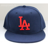 Темно-синяя бейсболка с прямым козырьком Los Angeles Snapback LA Navy Blue Red Logo