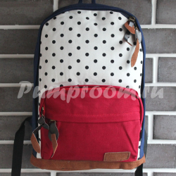 Красный/синий тканевый рюкзак в горошек City Walk Backpack Blue Red White Dots