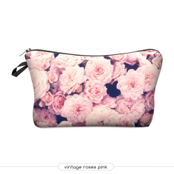 Косметичка-пенал на молнии "Розовые розы" Cosmetic Bag Roses Pink 3D