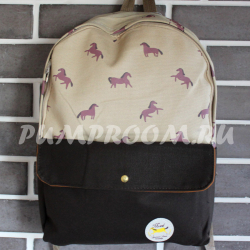 Коричневый/песочный тканевый рюкзак с лошадьми Backpack Horse Brown Sand