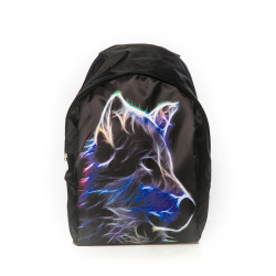 Чёрный городской рюкзак с волком Electric Wolf Black Backpack SL