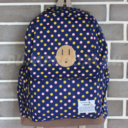 Синий тканевый рюкзак в горошек Backpack Lifetoten Blue Dots Yellow Pink