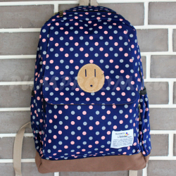 Синий тканевый рюкзак в горошек Backpack Lifetoten Blue Dots Gray Pink