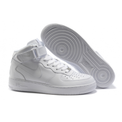 Белые высокие кожаные кроссовки Nike Air force 1 White Mid 07